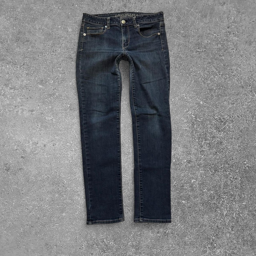 American Eagle Skinny Super Stretch Jeans Womens 6 Short Dark Wash Navy Blue